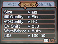 Casio EX-Z120 Quality Menu