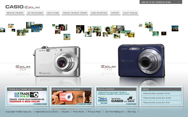 Casio's Exilim Website