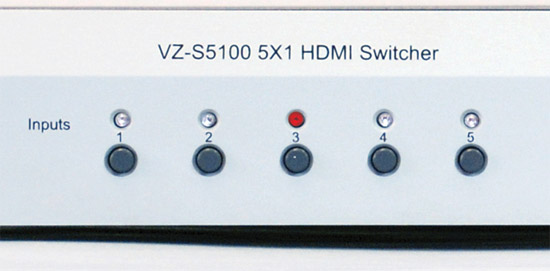 VZ-S5100 5x1 HDMI Switcher and Digital Audio Synchronizer - Front