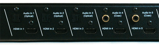 VZ-S5100 5x1 HDMI Switcher and Digital Audio Synchronizer - Inputs