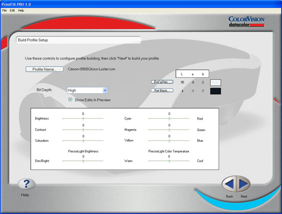 Spyder2PRO PrintFIX PLUS - Build Profile Setup