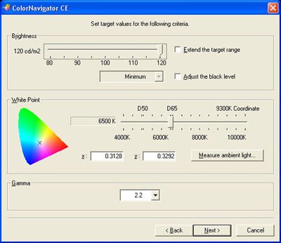 Eizo ColorEdge CE240W ColorNavigator CE - Setting Values