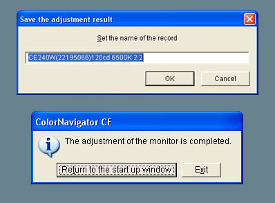 Eizo ColorEdge CE240W ColorNavigator CE - Calibration Adjustment Result