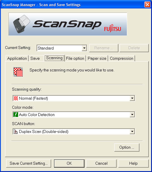 Fujitsu ScanSnap Manager (Third Tab)