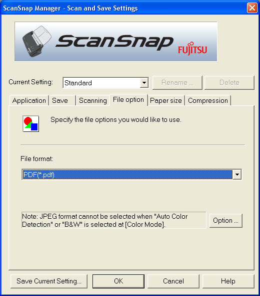 Fujitsu ScanSnap Manager (Fourth Tab)