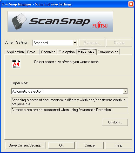 Fujitsu ScanSnap Manager (Fifth Tab)