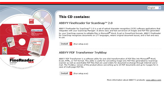 Fujitsu ScanSnap S500 Setup - Installing ABBYY FineReader OCR 2.0