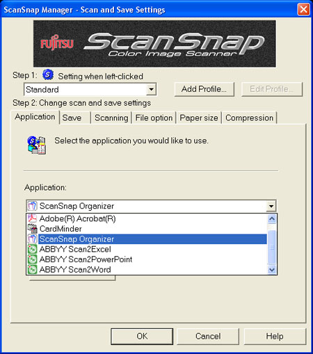 S500 ScanSnap Manager (First Tab)