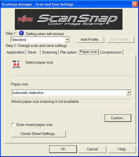 Fujitsu S500 ScanSnap Manager (Fifth Tab)