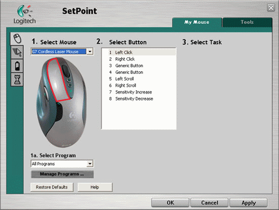 Logitech SetPoint Control Panel