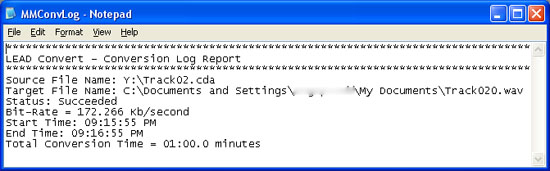 M2Convert Professional - Log Report Sample