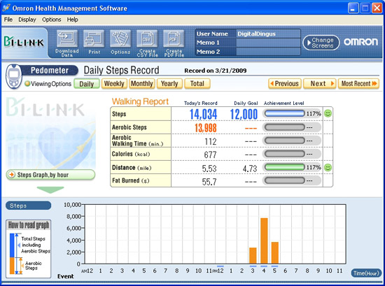 Omron Health Management Software User Interface