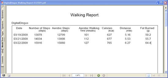 Omron Health Management Software - PDF Walking Report