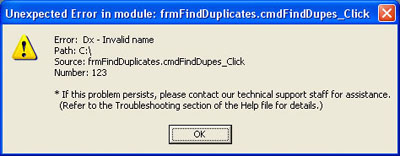 FolderMatch error message