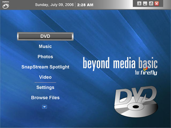 SnapStream's Beyond Media Basic For FireFly PC Remote